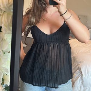 Mango black tank with sheer bottom half